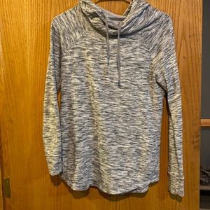 Grey and white striated hoodie